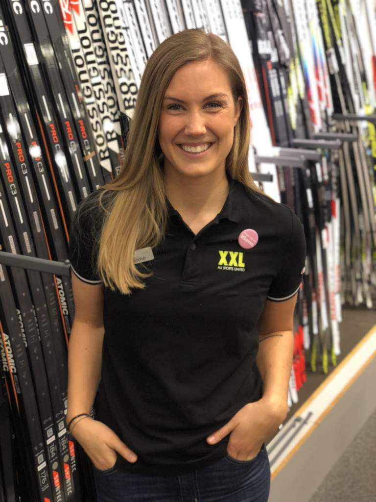 Madeleine Riesel är försäljare på XXL i Arninge i Norra Stockholm.