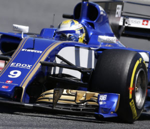 Sauber driver Marcus Ericsson of Sweden steers his car during the qualifying session for the Spanish Formula One Grand Prix at the Barcelona Catalunya racetrack in Montmelo, Spain, Saturday, May 13, 2017. The Spanish Formula One Grand Prix will take place on Sunday. (AP Photo/Manu Fernandez)
