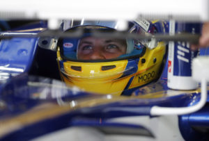 Sauber driver Marcus Ericsson of Sweden sits in his car cockpit during the third free practice session for the British Formula One Grand Prix at the Silverstone racetrack in Silverstone, England, Saturday, July 15, 2017. The British Formula One Grand Prix will be held on Sunday, July 16. (AP Photo/Frank Augstein)