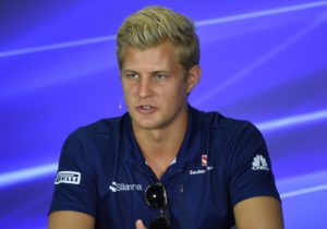 Sauber's Swedish driver Marcus Ericsson attends a press conference ahead of the Formula One Malaysia Grand Prix at the Sepang circuit near Kuala Lumpur on September 28, 2017. / AFP PHOTO / ROSLAN RAHMAN
