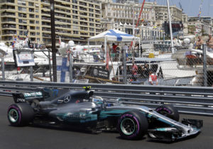 Mercedes driver Valtteri Bottas of Finland steers his car during the qualification at the Formula One Grand Prix at the Monaco racetrack in Monaco, Saturday, May 27, 2017. The Formula 1 Grand Prix of Monaco race will take place on Sunday May 28. (AP Photo/Claude Paris)