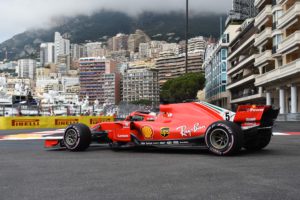 Ferrari's German driver Sebastian Vettel drives during the first practice session at the Monaco street circuit on May 24, 2018 in Monaco, ahead of the Monaco Formula 1 Grand Prix. / AFP PHOTO / Boris HORVAT