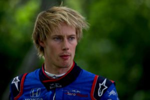 MONTREAL, QC - JUNE 10: Brendon Hartley of New Zealand and Scuderia Toro Rosso walks round the circuit after retiring during the Canadian Formula One Grand Prix at Circuit Gilles Villeneuve on June 10, 2018 in Montreal, Canada. Charles Coates/Getty Images/AFP == FOR NEWSPAPERS, INTERNET, TELCOS & TELEVISION USE ONLY ==