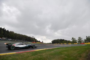 Mercedes' British driver Lewis Hamilton competes during the qualifying session at the Spa-Francorchamps circuit in Spa on August 25, 2018 ahead of the Belgian Formula One Grand Prix. (Photo by EMMANUEL DUNAND / AFP)