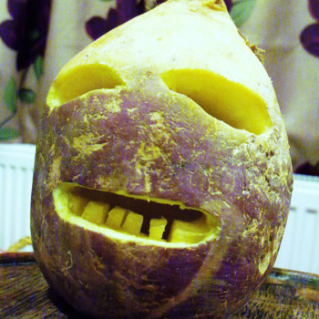 En traditionell hack-o'-lantern-rotsak.