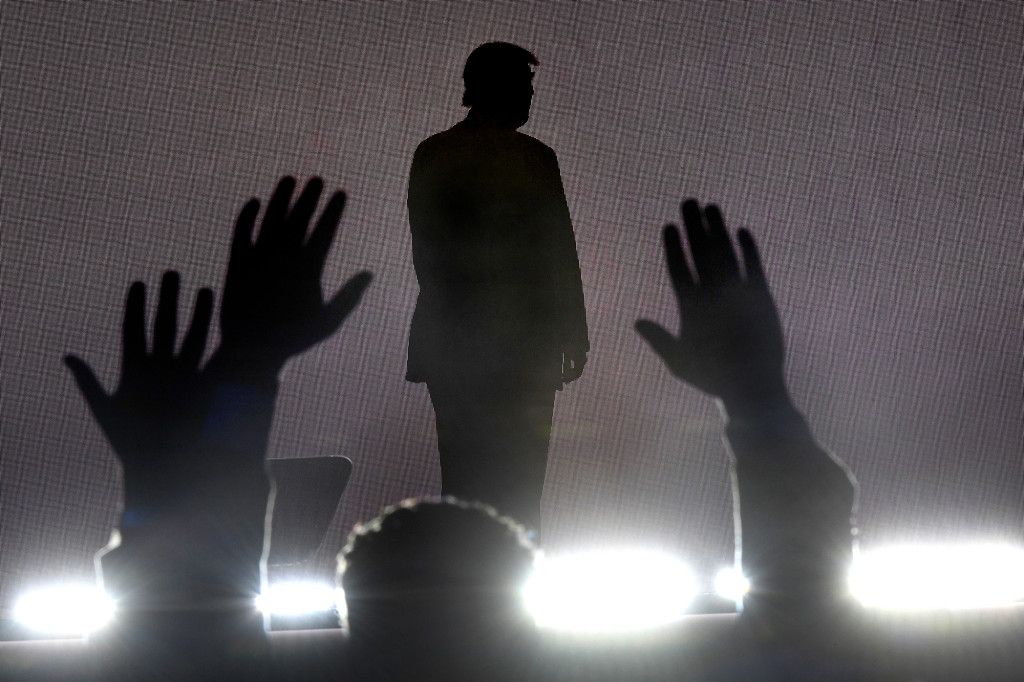 republikanernas konvent i cleveland, ohio. gop convention. donald trump, politiker usa flög in från new york för att presentera sin maka, melania trump.