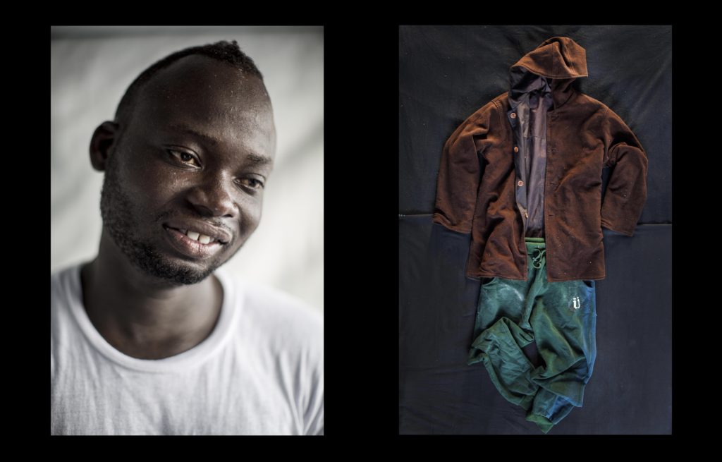 foto : narciso contreras : baba lemam. ghana. 18 yo. aquarius sos med. july 25, 2017. baba leman made a journey to libya along with his brother, both fleeing poverty in ghana after their father passed away. while working in libya baba?s brother was killed during a gun fighting. although he survived, baba was trafficked to europe. ??i lost my brother due a fighting in qerqarish, district of tripoli. he got killed. since then i thought to go to europe. i moved to al khums, even though it is also dangerous. because the dangers, everyone is scared and wants to go to europe. my friend persuaded me to leave to italy, but his boss forced me to board a boat going to europe... my friend?s boss, a libyan man, also tried to force my friend to board the boat, but he refused and remained in libya??