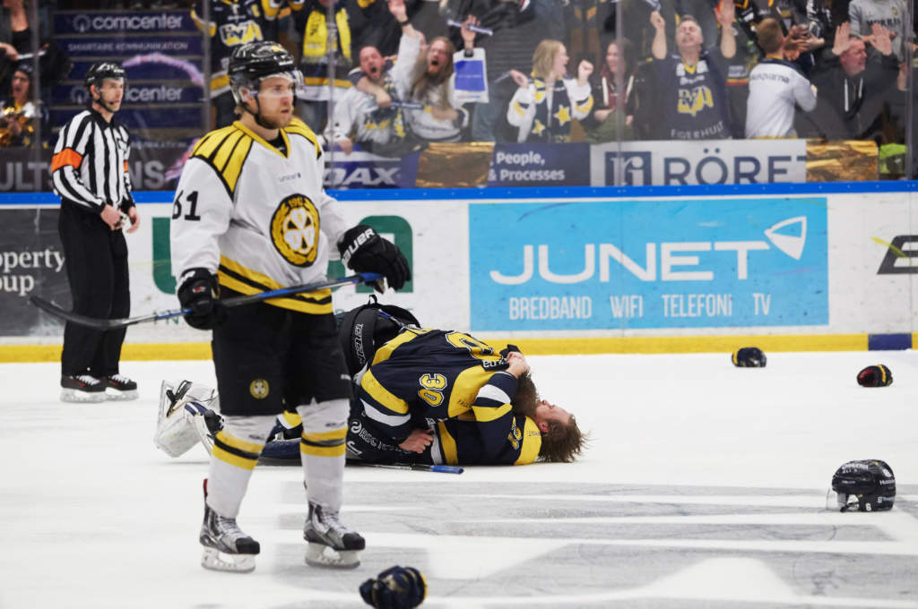 shl, sm-slutspel, final 7. hv71 - brynäs if, 2 - 1, match action glad jublar