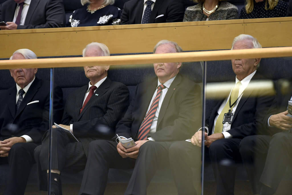 riksmtets ppnande. thage g peterson (s), ingvar carlsson (s), gran persson (s), alf svensson, politiker (kd) sverige,